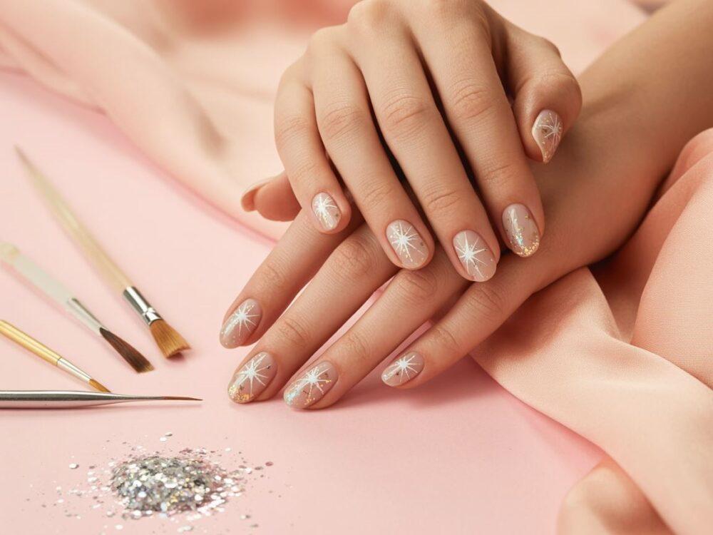 manicure z motywem gwiazdek