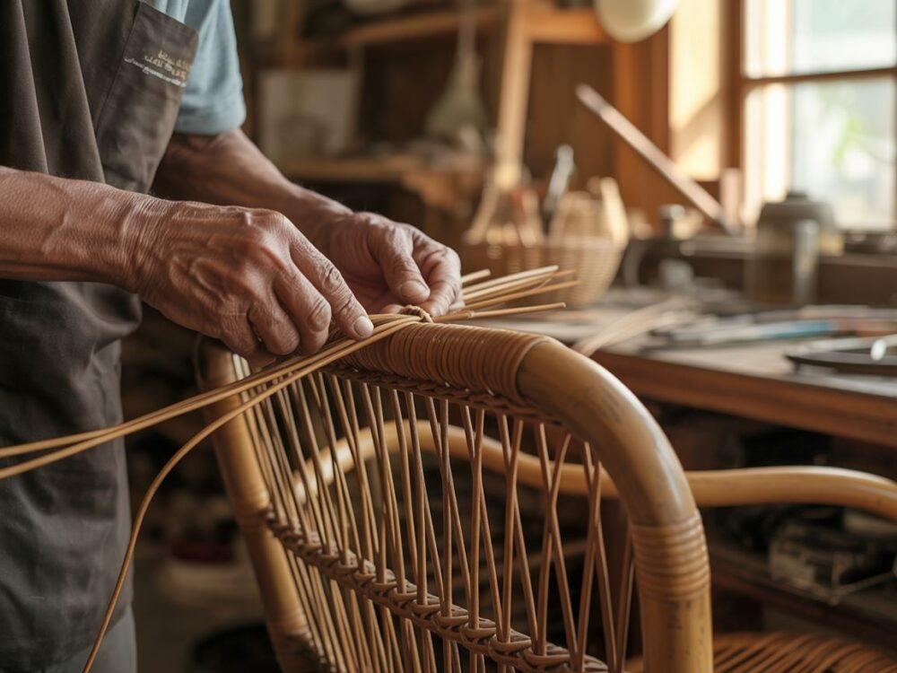 plecionka rattanowa z bliska