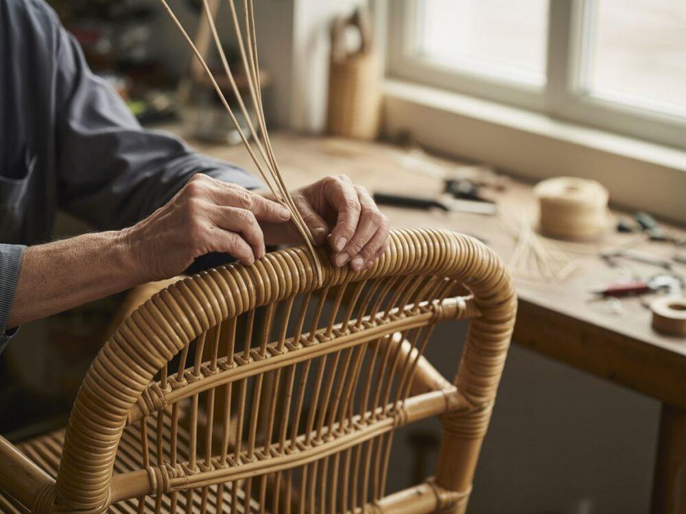 ręce naprawiające rattan
